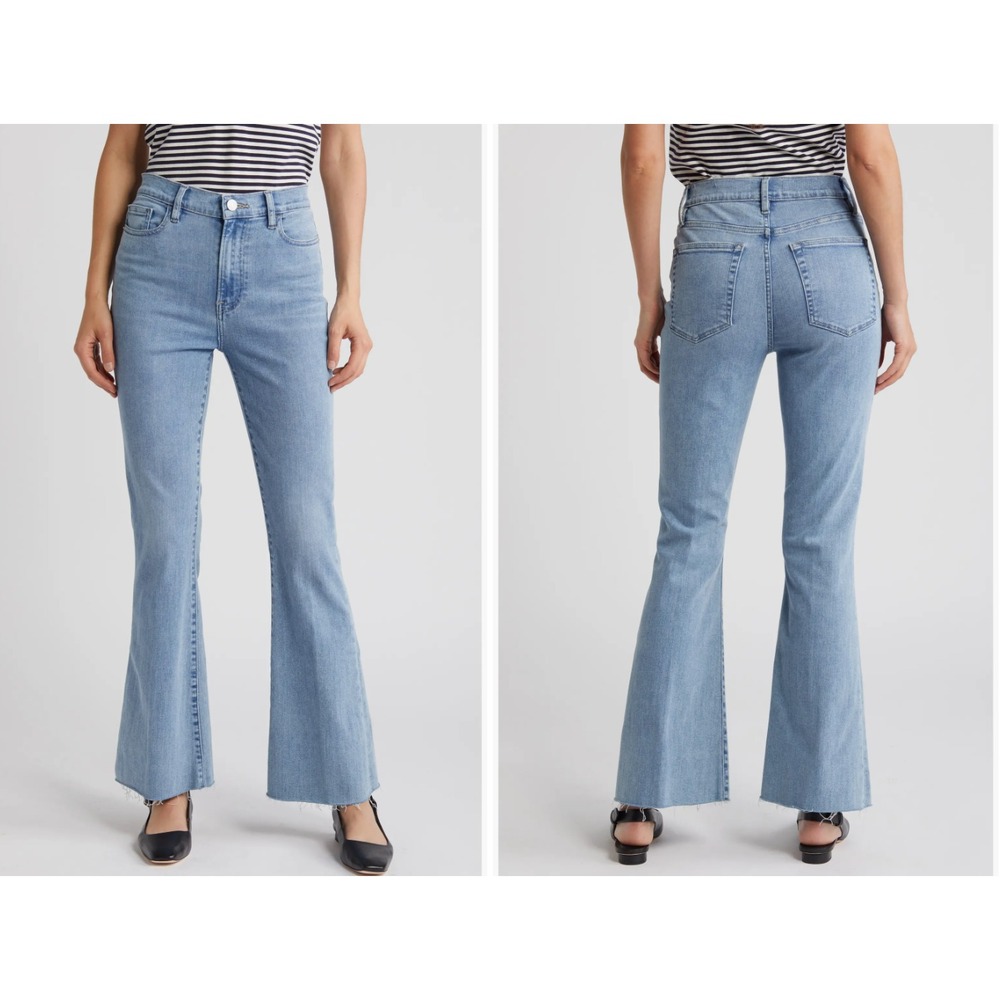 RAME Le Easy Flare BootCut Jeans in Wilson Raw After Blue Women 31 Stretch Denim